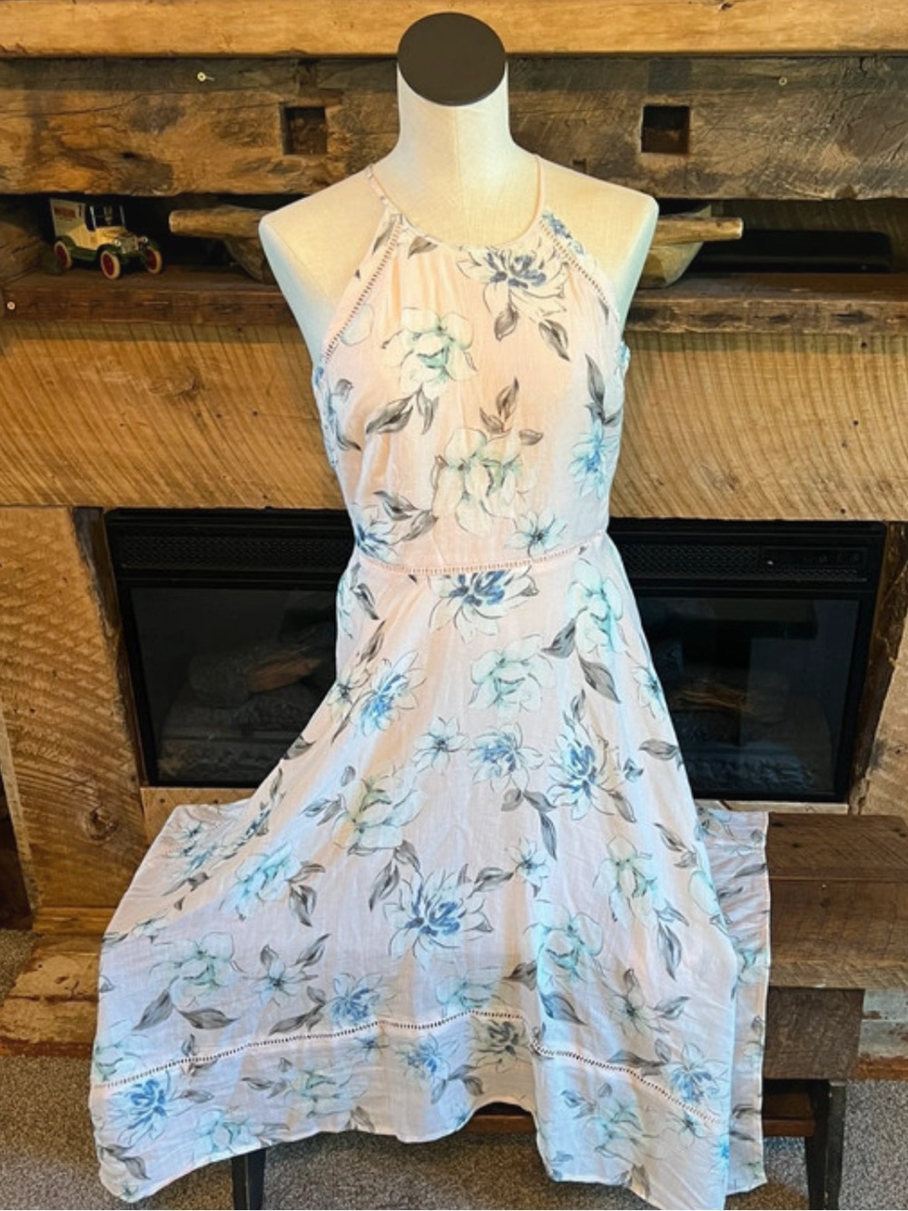 Candie's Light Blue and Cream Floral Maxi Dress